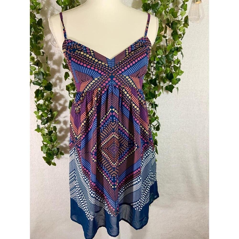 American Eagle pleated geometric baby doll mini dress size 2
b4